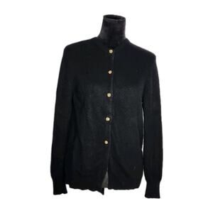 Neiman Marcus Vintage Women's Black Cashmere Gold Button Cardigan Sweater Size M